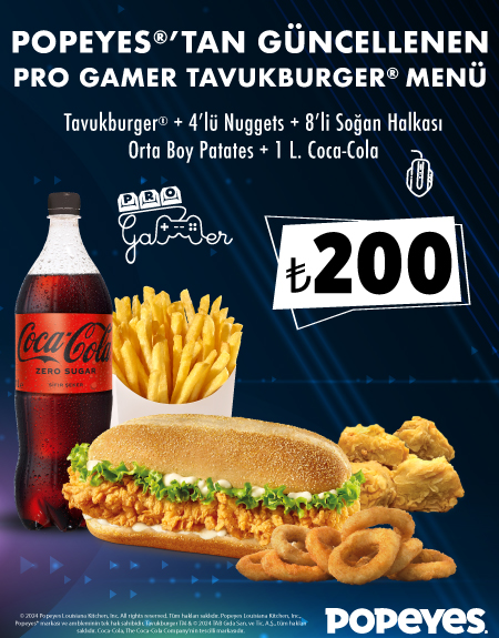 Popeyes<sup>®</sup>’ tan Pro Gamer Tavukburger<sup>®</sup> Menü!