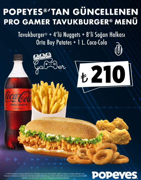 Popeyes<sup>®</sup>’ tan Pro Gamer Tavukburger<sup>®</sup> Menü!
