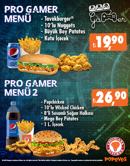 Popeyes®’tan yepyeni Pro Gamer Menüler