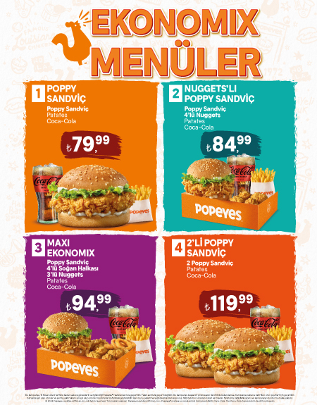 Yepyeni Ekonomix Menüler Popeyes®’ta!